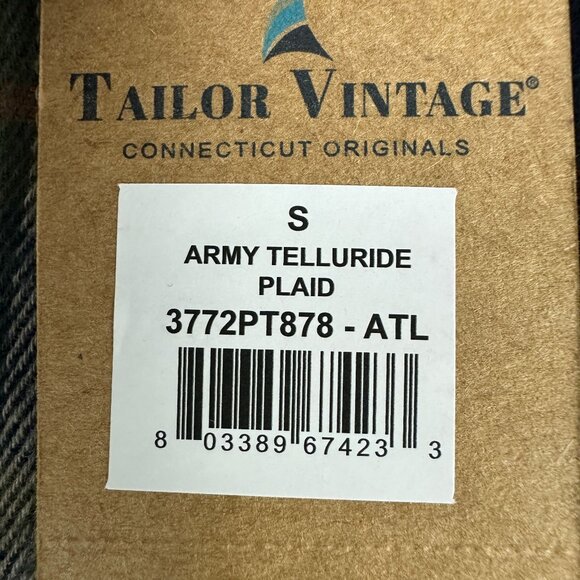 Tailor Vintage Luxe Performance Mens Army Telluride Plaid Flannel Shirt Size S - Picture 5 of 7